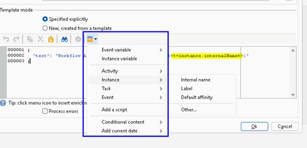 Adobe Campaign Classic slack custom activity template personalization