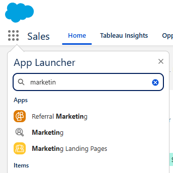 Marketing Cloud next accessible via App Launcher
