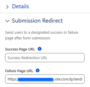 Submission redirect settings