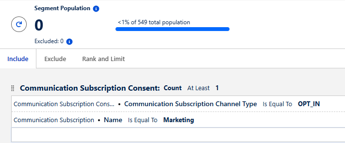 Marketing Cloud Next Segmentation Gap when getting unified individuals based of their consent to marketing channel