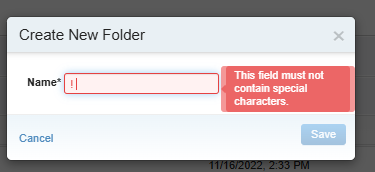 Folder name should not contain special characters in contact builder of marketing cloud engagement
