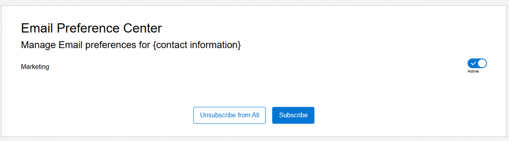 Preference page design in marketing cloud next