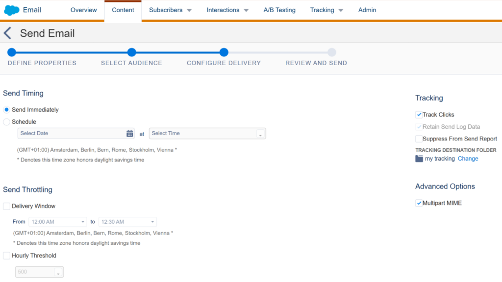 Email delivery configuration