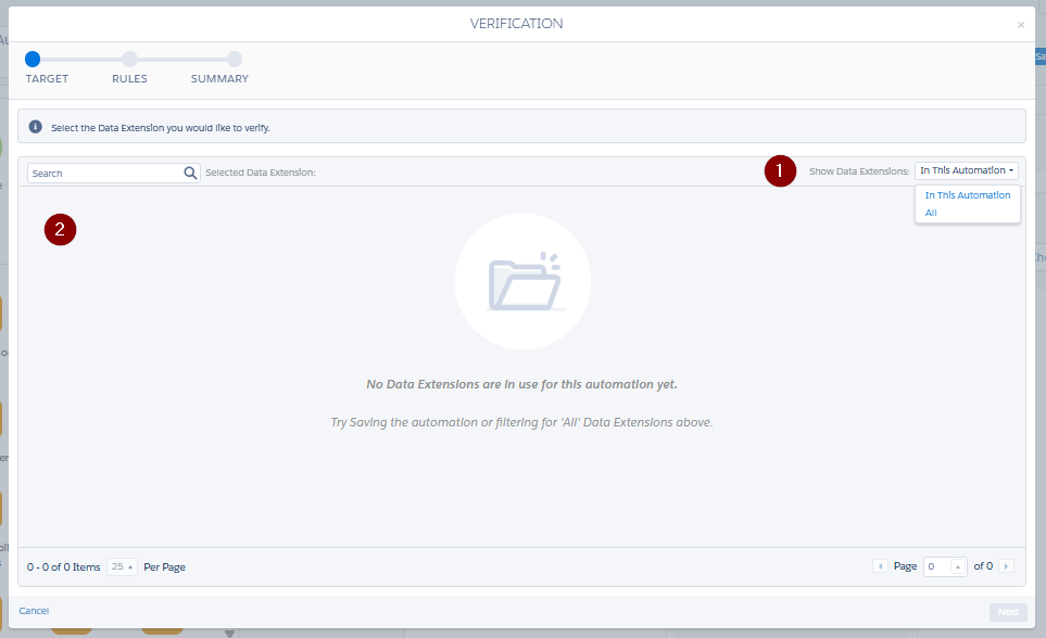 Salesforce Marketing Cloud Automation Studio verification activity setup