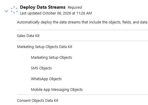 Salesforce Marketing Cloud on core deployment of required data streams