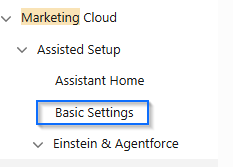 Salesforce Marketing cloud next basic settings on Setup page